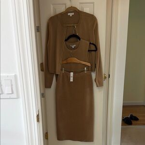 Elegant Tan Women's 3 piece Skirt Set